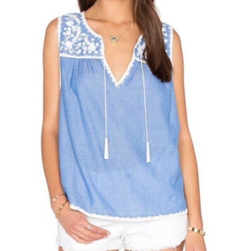 Joie Sleeveless Embroidered Top SZ Large Boho